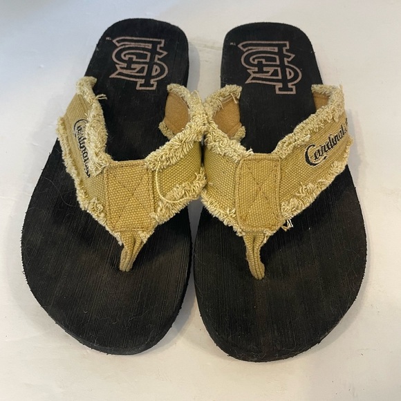 St. Louis Cardinals Brown Fabric Flip Flops Women’s Size 7 - Picture 2 of 4